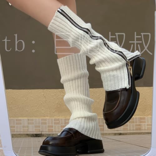 Image of Leg Warmer Personalized Warmth Zipper Knitted Leg Socks Y2K Cool Spicy Girls' Calf Cover