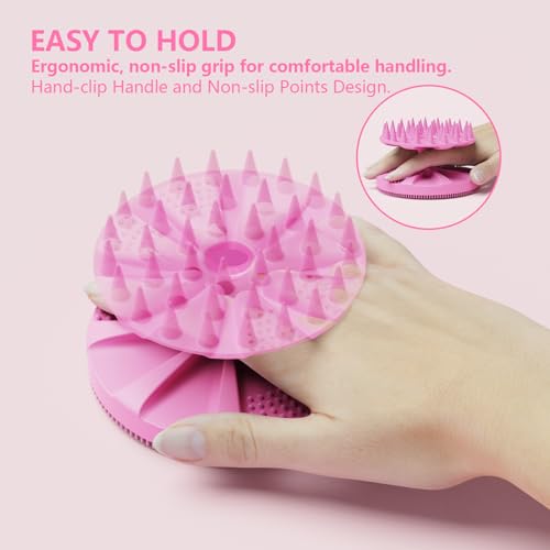 Image of 2 In 1 Silicone Brush, Body Shower Scrubber And Scalp Hair Massager Shampoo Brush, Deeply Cleansing Skin, Dandruff Removal And Hair Growth, Gentle For Women Men Sensitive Skin (Lilac)