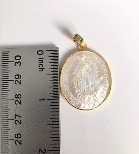 Miniatura 7 de Madre de Perla Nuestra Señora de Guadalupe Medalla Grande 1,5 Pulgadas Forma Oval