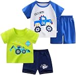 Baby Toddler Boys 4 Pieces T-shirts and Shorts Set Dinosaur Tops & Shorts Summer Outfits