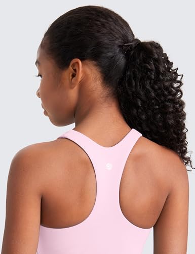 Image of CRZ YOGA Girls Butterluxe Double Lined Tank Top | Dance, Extremely Soft, Tight Fit, Waist Length, High Neck, Athletic, Sleeveless Shirts for Teen