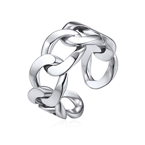 Silvora Bague Femme Homme Argent 925 Ouverte Chaîne Fiançaille Reglable Original Anneau Pouce Main [Chaîne Ouvrée-Argenté] Bijoux Cadeau Accessoire Mariage Saint Valentin Anniversaire