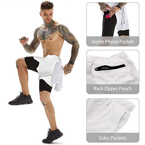 Image of OEBLD Mens Athletic Shorts 2-in-1 Gym Workout Running 7'' Shorts with Towel Loop