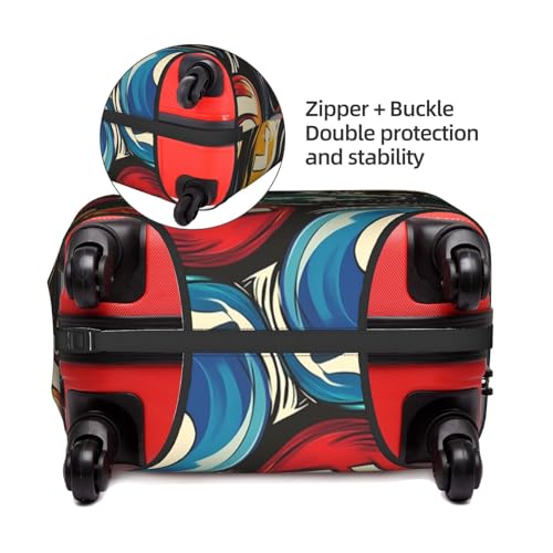 Retro Psychedelic Billiards Balls Travel Luggage Cover Elastic Suitcase Protector Washable Baggage Covers For Trunk Case Fits 22-24 Inch Luggage3