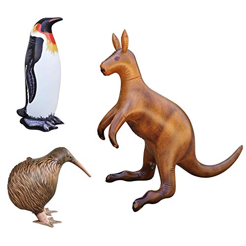 Jet Creations Inflatable Kangaroo Kiwi Bird Penguin 3 Pack Safari Decoration,Birthday Kids and Adult an-KKPEN