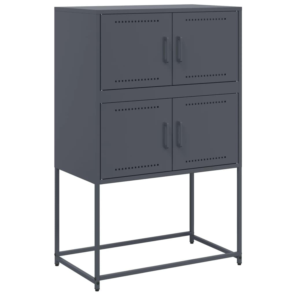 Aparador industrial 68,5 x 38,5 x 107 cm antracita de acero con 4 compartimentos, diseño moderno, robusto y duradero, para salón o pasillo
