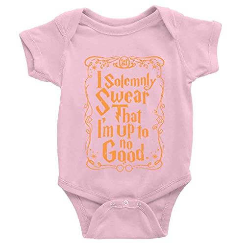 Image of I Solemnly Swear I Am Up to No Good Unisex Baby One Piece Bodysuit Short Sleeve Crawling Clothes Pink