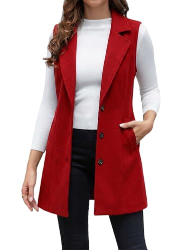 Image of IDEALSANXUN Plaid Vest for Women Fall Winter Sleeveless Blazer Jackets