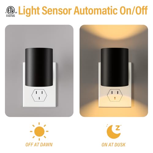 Image of Night Lights Plug into Wall: ETL Night Light Plug in - LED Dimmable Night Light Dusk to Dawn Light Sensor, Soft Warm 2700K, Adjustable Brightness, Wall Lights for Bedroom, Hallway, Stairs - 4 Pack