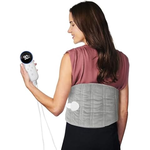 AJIJING Electric Heating Pad for Back/Neck/Shoulder/Muscle Pain, Heat Settings 86°F ~ 158°F, Fast Heating Pad with Timed Shutdown, Auto-Off, Machine Washable, Christmas Gifts for Women, Mom (Gray) Cover