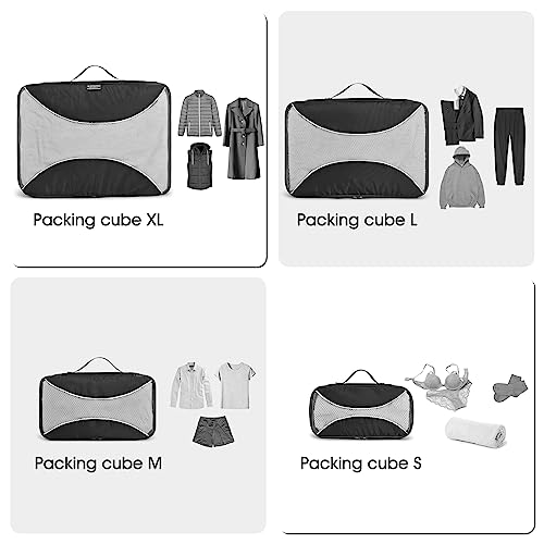 G4Free 4/5/6 Piece Packing Cubes Set, Suitcase Organiser, Foldable Bags for Clothes, Packing Cubes, Shoes, Packing Bags, Travel Luggage for Holiday Travel