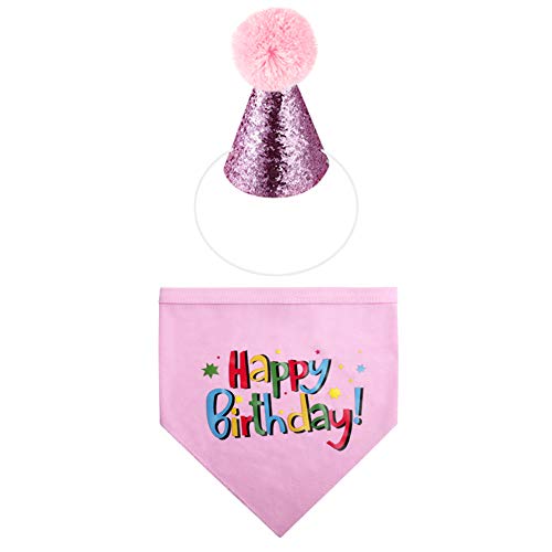 Blaoicni Dog Birthday Bandana Hat Scarf Party Supplies (Pink-Girl) - Image 7