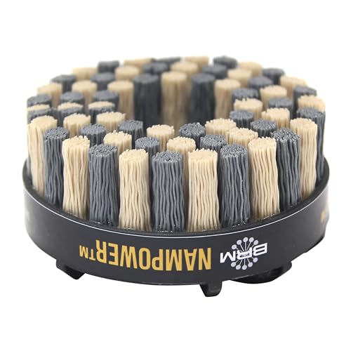 Image of Brush Research ADD8018320 Nampower Dot Style Abrasive Disc Brush, Combination Silicon Carbide /Ceramic Filament, 80mm Diameter, 18mm Bristle Length, 320 Grit (Pack of 1)