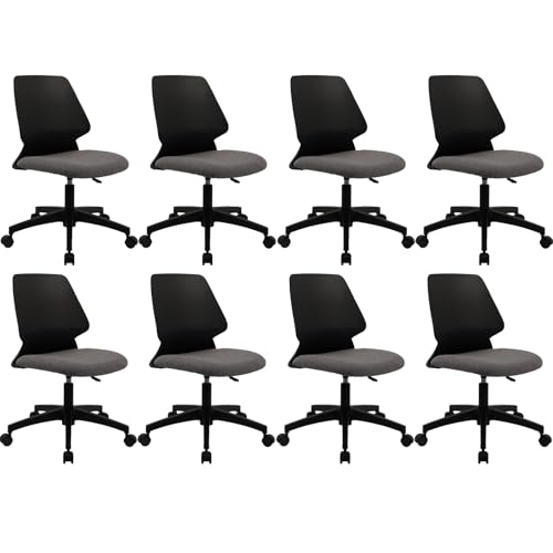 Image of CLATINA Armless Home Office Chair, Desk Chair with Wheels, Adjustable Height Reading Chairs, Small Swivel Computer Chair, Comfy Upholstered Task Chair for Office Meeting, Black(8 Pack)