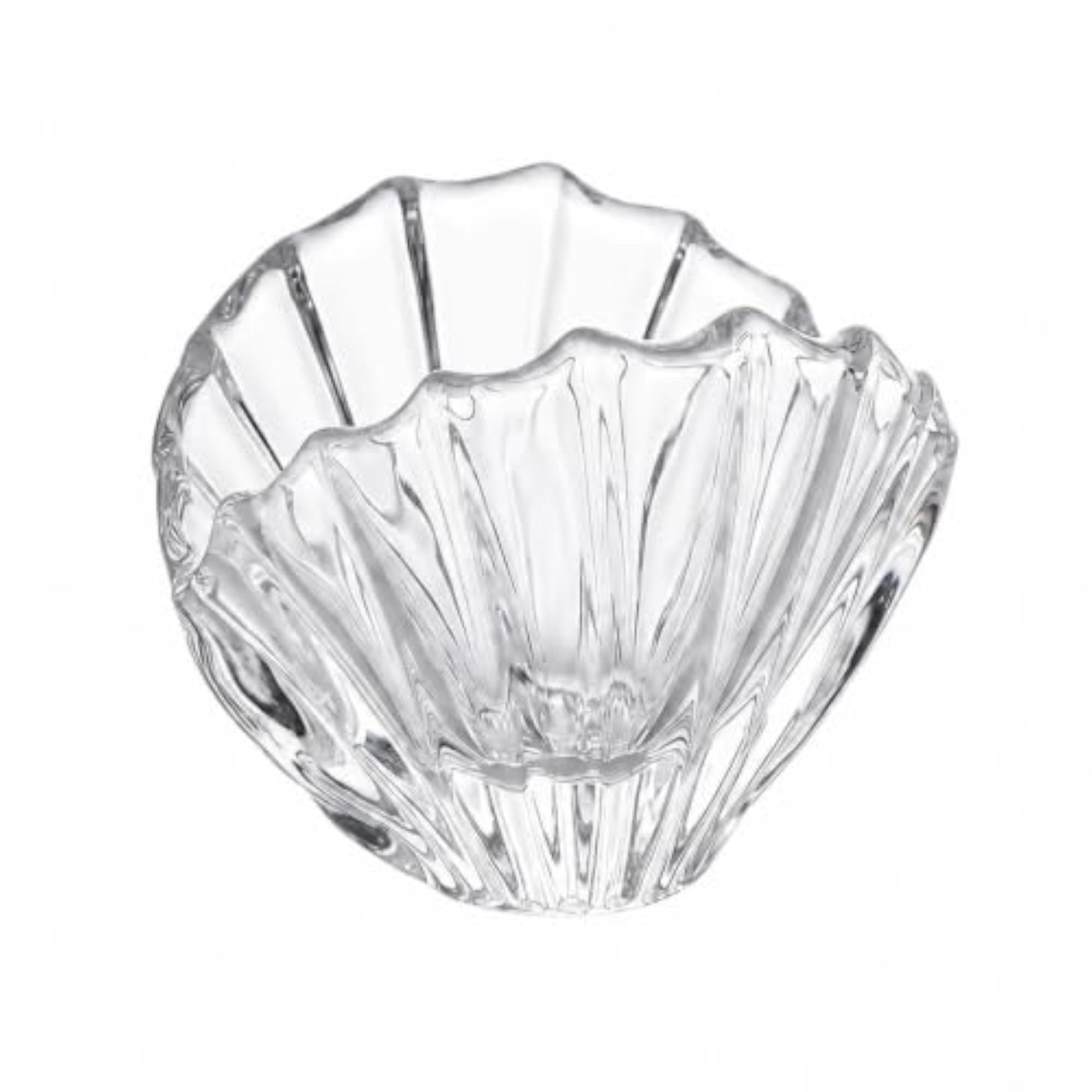 Clear Shell Candle Holder, Fluted Glass Design