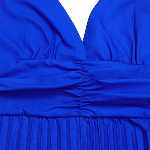 Image of ZVO Women Maxi Dress Sexy Cocktail Party Long Dress Summer Loose Beach Dresses A-line Pleated Halter Dress