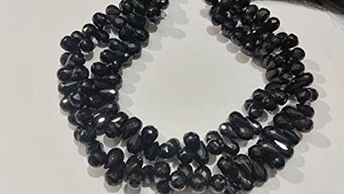 Spinelle noire naturelle en perles briolettes facettées de 6x9mm pour bijoux haut de gamme