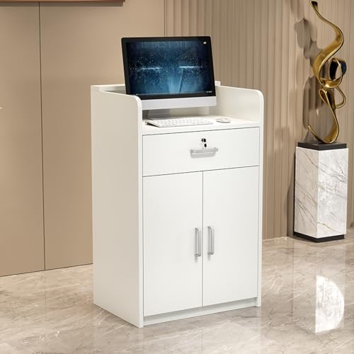 Moderno mostrador de recepción con cajón con cerradura y mesa de exhibición minorista para supermercado