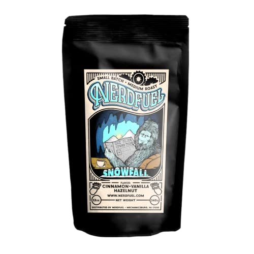 Nerdfuel Coffee - 12Oz Whole Bean - Cinnamon Vanilla Hazelnut - Snowfall - Whole Coffee Beans & Ground Coffee - Low Acid Flavored Coffee #TOP14