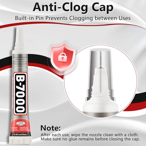 Image of 25 Tube 15ML B7000 Glue Clear with Precision Tip, Bulk B-7000 Craft Glue Rhinestone Bedazzling Glue Super Adhesive for DIY Jewelry Making Nail Art Fabric Shoes Phone Repair