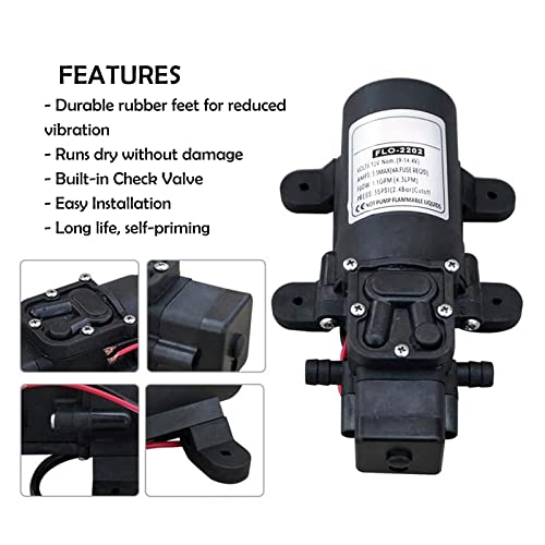 image for LynsaTac 12V RV Water Pump - 35Psi, 1.0GPM with Pressure Switch & 360 