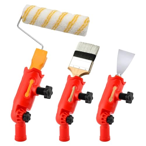 Multi-Angle Paint Brush Extender for High Ceiling Extension Pole Attachment Holder with Rotating Head for Paint Brush Roller for Walls Corners Edges Corner Painting Tool