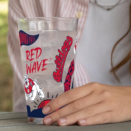 Image of Logo Brands NCAA 16 oz Pint Glass - Durable Glass With Bold Team Color- Chip-Resistant Rim Drinkware For Fans, Tailgates, Home Bars & Everyday Use