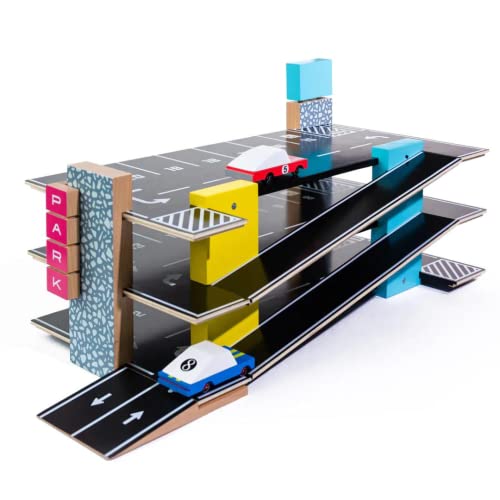 CANDYCAR® Wooden Diecast Collection - Parking Garage, Premium Handcrafted Beech Wood Toy