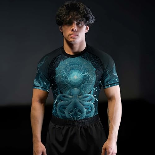 Octopus Men's Rash Guard Short Sleeve BJJ Rashguard for Men Jiu Jitsu Rash Guard Tight Compression Shirt4