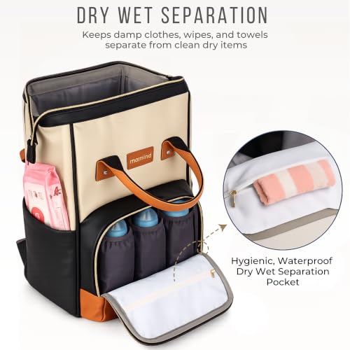 Image of MAMMA Vegan Leather Diaper Bag for Mothers for Travel, Baby Bag for Mother Travel, Diaper Bag for Baby, 12 Pockets Waterproof Diaper Bags for Mom, Hospital Bag for Delivery Women | 9 Months Warranty