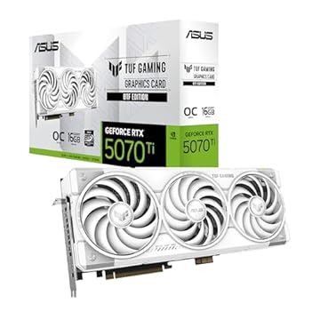 ASUS Placa gráfica para jogos TUF Gaming GeForce RTX 5070 Ti 16 GB GDDR7 BTF White OC Edition (PCIe 5.0, HDMI/DP 2.1, slot 3.125, componentes de nível militar, com um adaptador destacável GC-HPWR)
