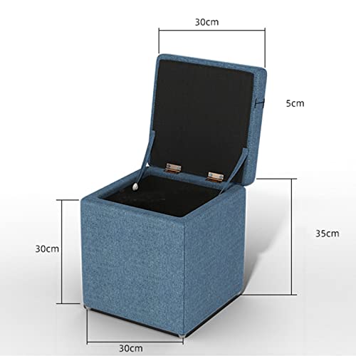 Pouf coffre de rangement en lin marron pour optimiser l'espace des petits salons