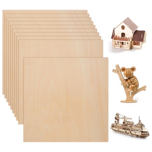 LXYANW 10 Piezas Tablero Contrachapado, 200 x 200 x 1.5mm Tablero Madera Rectángulo, Madera de Balsa No Acabado, Tableros de Madera para Grabado Láser, Maquetas, Bricolaje y Manualidades