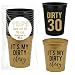 Dirty 30, 30th Birthday Party Cups and 1 Gold "It's My Dirty 30" cups, Set of 12, 16ounce Black and Gold 30th Birthday Stadium Cups, Perfect for Birthday Parties,Birthday Decorations