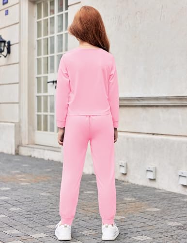 Image of Arshiner Girls 2 Piece Outfits Fashion Twist Front Tracksuit Long Sleeve Pullover Sweatshirt Sweatpants Jogger set Sweatsuit