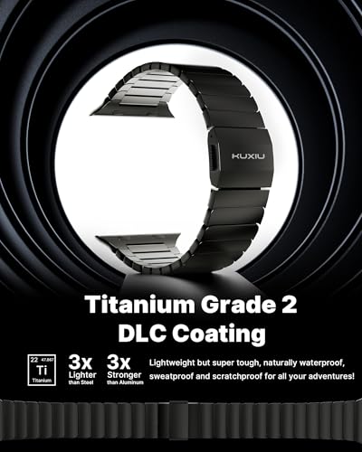 Image of KU XIU Titanium Band for Apple Watch Ultra 2 / Ultra 49mm / Series 10 46mm, Adjustable Titanium Watch Band for Men, Premium Color Matching Watch Link with DLC Scratch Resistant Coating-Gunmetal
