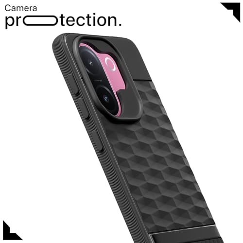 Image of Pikkme Back Cover for Vivo V60e 5G Camera Protection 3D Hexa Cube Design Silicone Protective Bumper Case (Black)