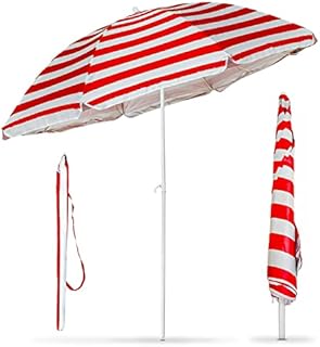 1.7M Garden Parasol Umbrella Outdoor Sun Shade for Beach/Pool/Patio Umbrellas white stripes Round Sunscreen UPF40 By Crystals®