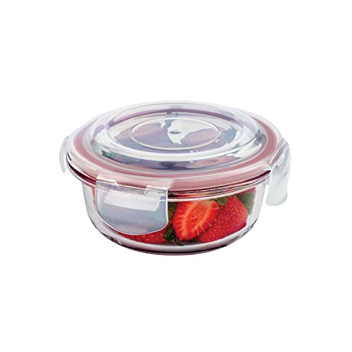 Pote De Vidro Hermético Redondo Euro Vermelho 400ml