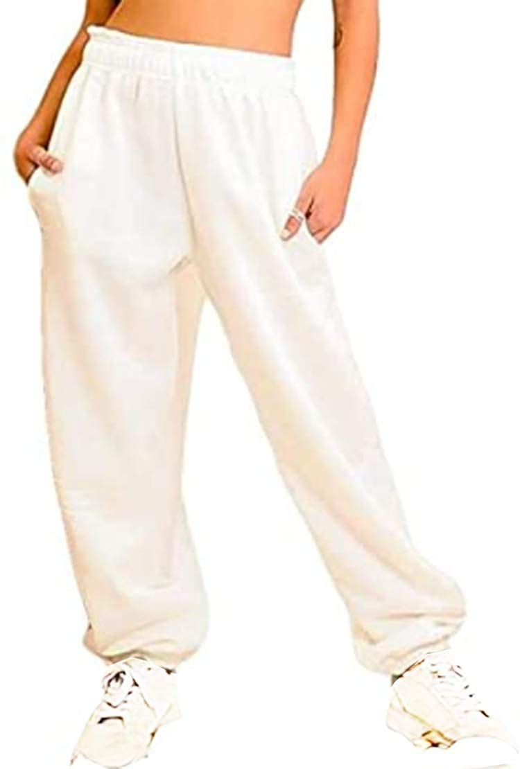 Girlzwalk Women's Cream Fleece Casual Oversized Jogging Joggers Tracksuit Bottoms Jog Pants (, Uk 14)