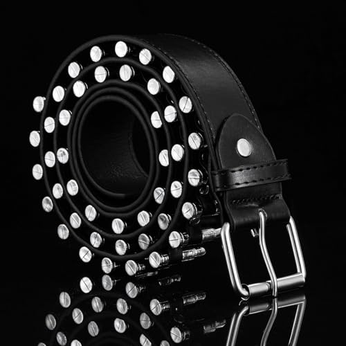 Studded Belt Bullet Rivets Belt Y2k Secene Costume Women Men Goth Belts4