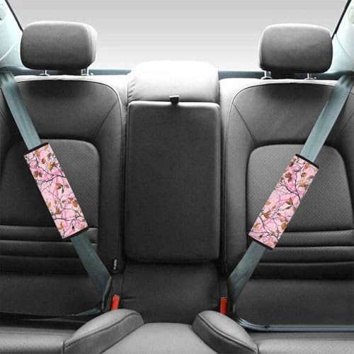 Image of AFPANQZ Car Seat Belt Cover Cushion Universal Fit Two-Packs Automotive Seat Belt Pillow for Kids Branch Pink Shoulder Straps Pads Covers Universal Fit for Truck Vans Sedans SUVs