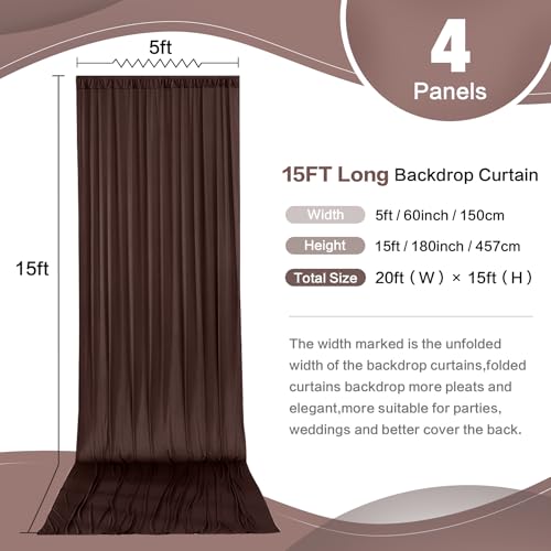 Cortinas de fondo marrón 20x15ft 4 paneles sin arrugas miniatura 3