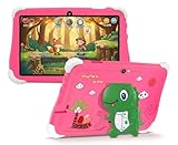 Tablet Infantil Dinossauro Kids Tela 7" 4GB RAM 64GB Android 13 Wi-Fi Bluetooth Bateria 3000mAh Câmera, com Capa Anti-queda para Jogos, Entretenimento, Diversão (Rosa)