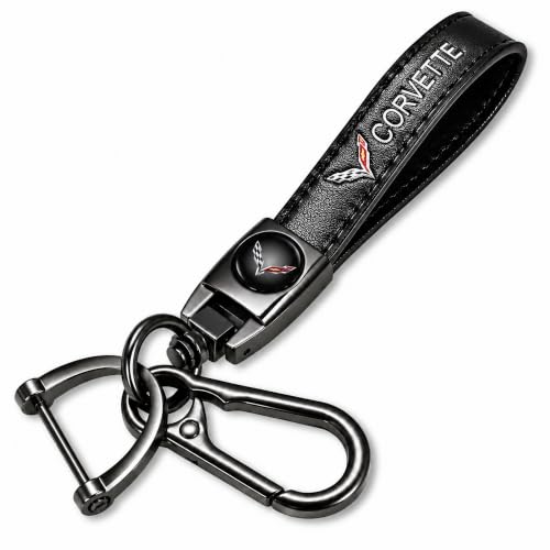 Image of Genuine Leather Key Chain For Corvette C4 C6 C5 C7 C8 Z06 Keychain KeyRing For Men And Woman Accessories Black