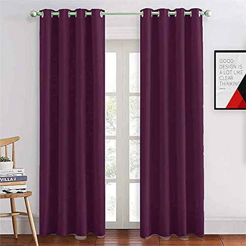 Image of JUPON 100% Silk Blackout Curtain Thermal Insulated Room Darkening 350GSM Living Room Curtain, Pack of 2 Piece (W 54 inch X 72 inch L - Violet)
