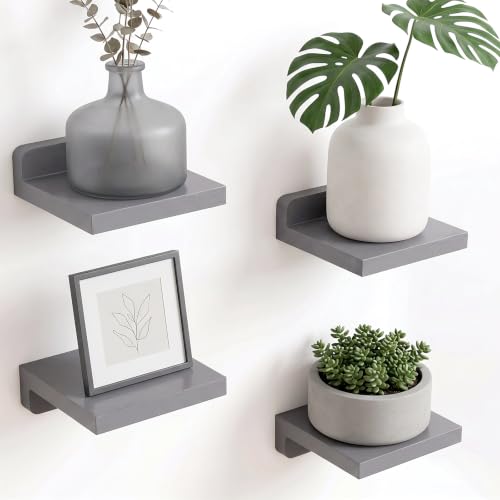 Image of Fixwal Small Floating Shelves for Wall Decor (Grey, Set of 4, 5Inch)
