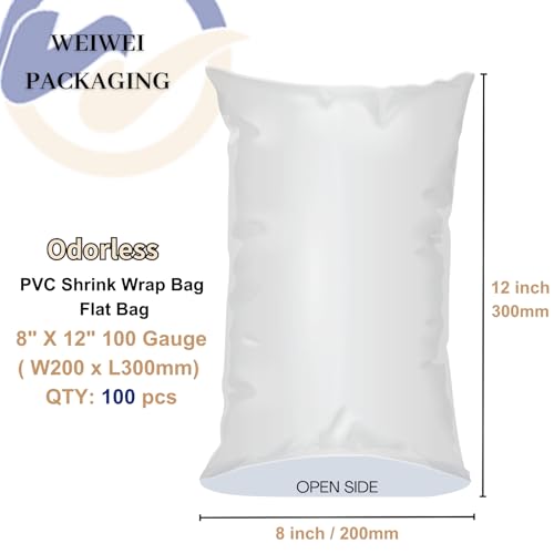 Image of Weiwei - 8 X 12 inch 100PCS Odorless PVC Heat Shrink Wrap Bags