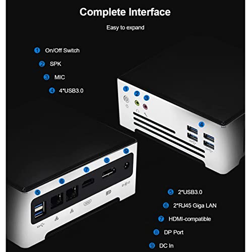 Mini Desktop PC Qcta-Core i9 9880H, Windows 11 Mini Computador, 16GB DDR4 RAM 512GB NVME SSD, UHD Gr