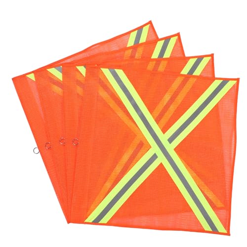 MUCKLILY Outdoor Safety Warning Flag Kit 4 Reflective Orange Flags for Trucks Trailers Kayak Safety and Traffic Control